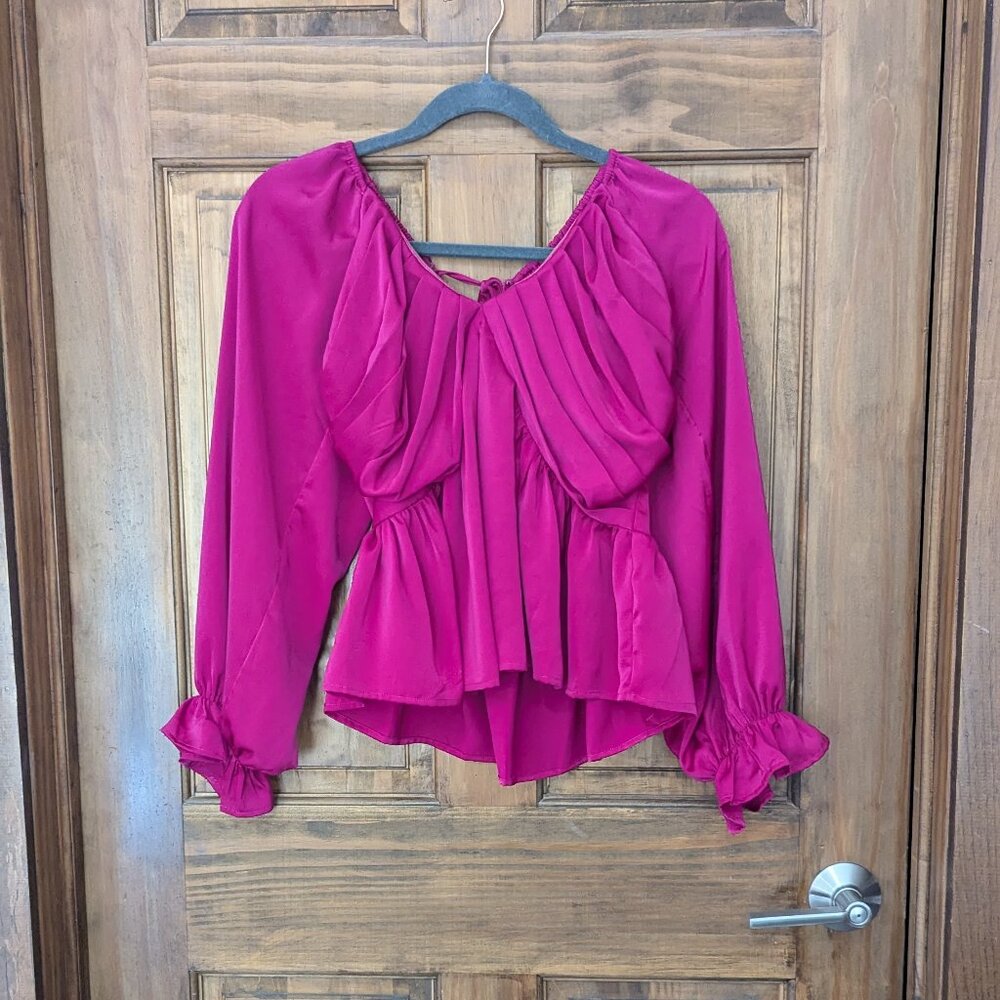 Strut & Bolt Women's Deep Magenta Long Sleeve Blouse. Size Medium.